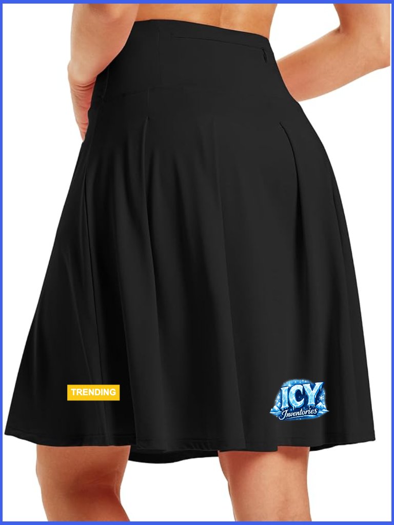 22" High Waisted Knee Length Skort With Pockets Tummy Control Athletic Tennis